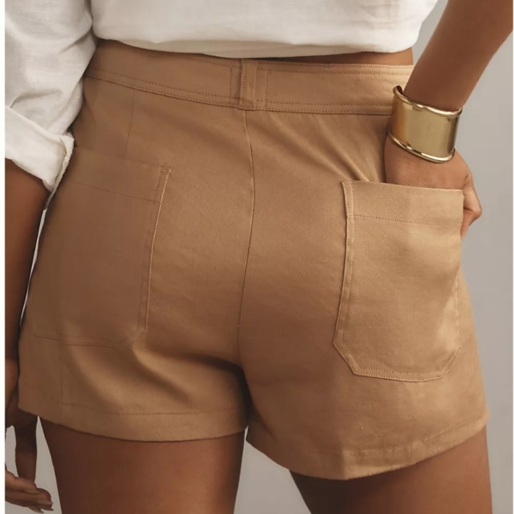 NWT Anthropologie - The Ettie Shorts by Maeve: Pitched Linen Edition Khaki - Picture 3 of 9